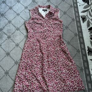Brooks Brothers Pink and White Floral Sleeveless Shirt Dress